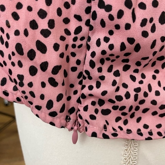 abound Balloon Sleeve Ruffle Collar Top, pink polka dot crop NWT - Picture 5 of 6
